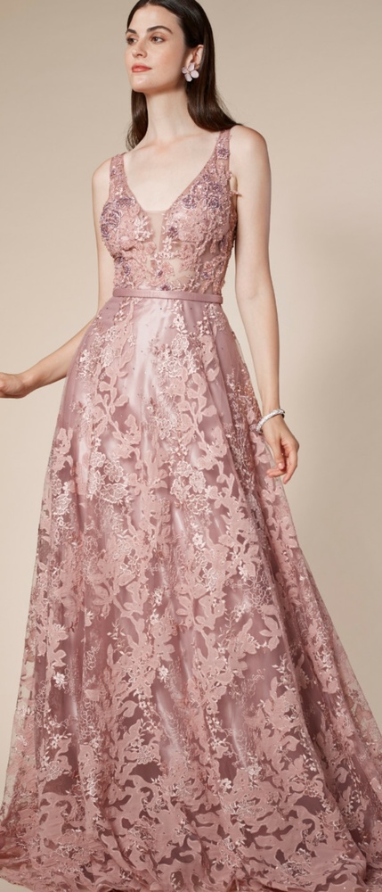 COPY - Lace sleeveless long formal evening mother of the bride dress